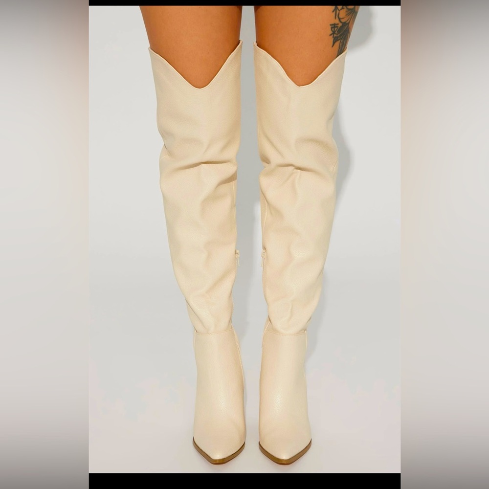 Over the knee pleather boots